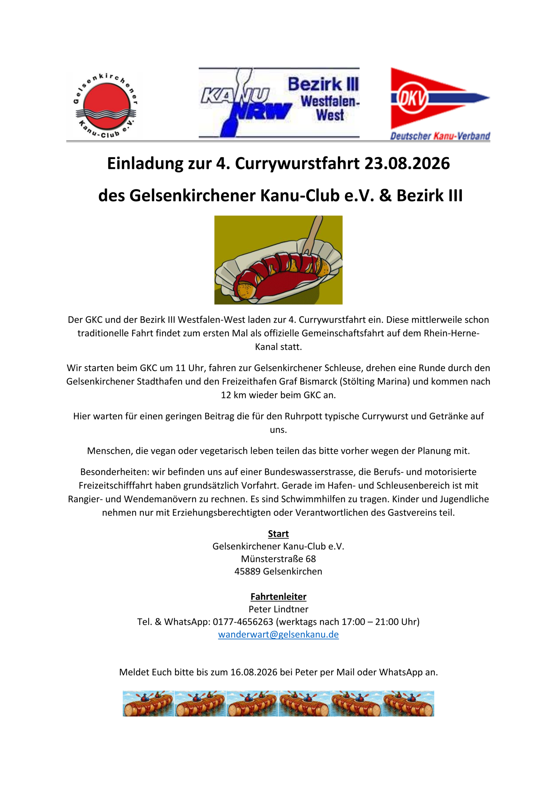 Offizielle Ausschreibung zur 4. Currywurstfahrt 2026